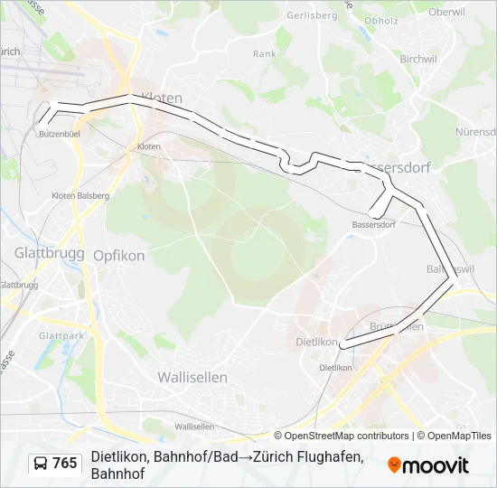 765 Bus Line Map