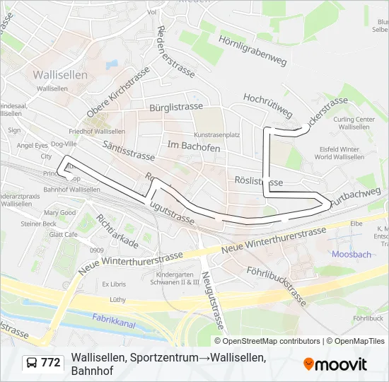 Plan de la ligne 772 de bus