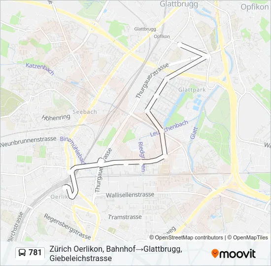 Plan de la ligne 781 de bus