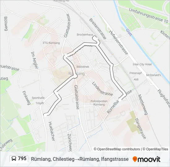 Plan de la ligne 795 de bus