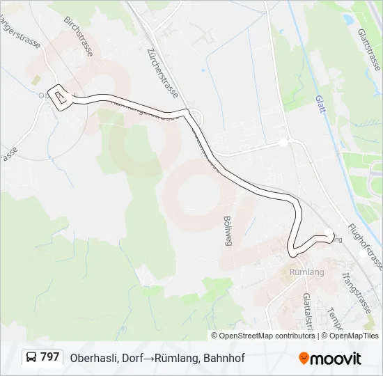Plan de la ligne 797 de bus
