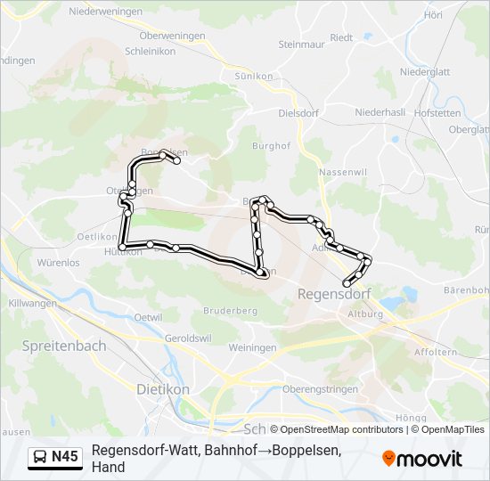 N45 Bus Line Map