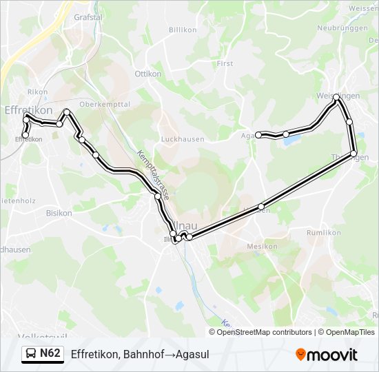 N62 Bus Line Map