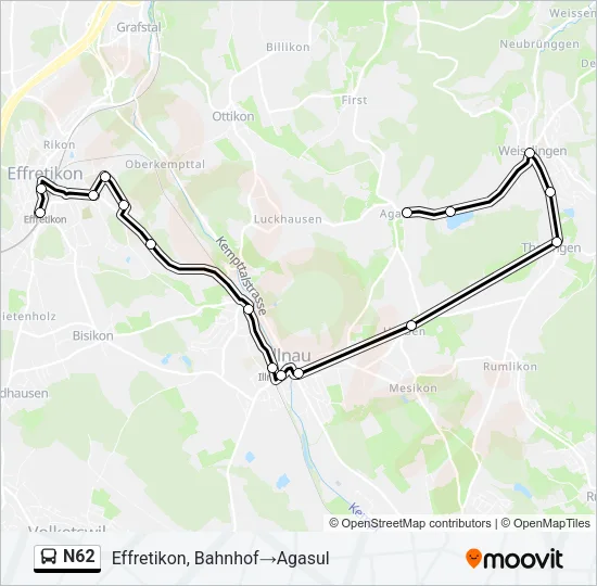 N62 Bus Line Map