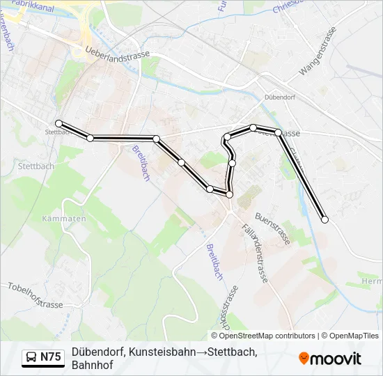 N75 Bus Line Map