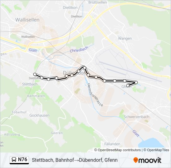 N76 Bus Line Map