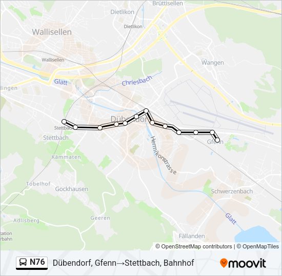 N76 Bus Line Map