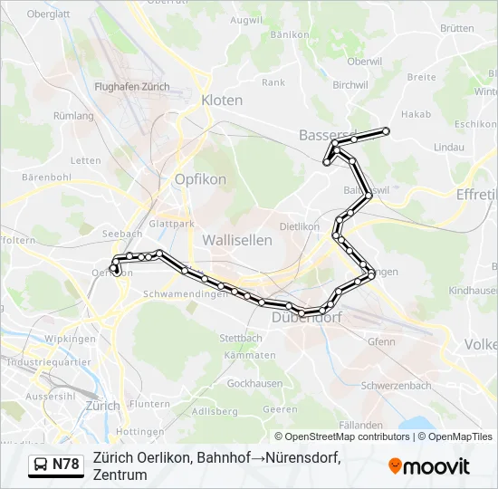 Plan de la ligne N78 de bus