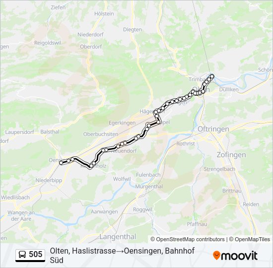 505 Bus Line Map