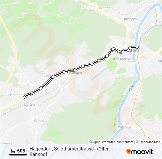 505 Bus Line Map