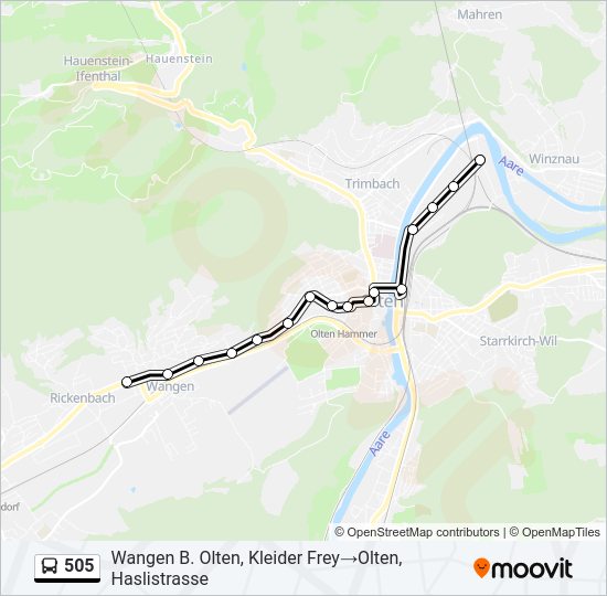 505 Bus Line Map