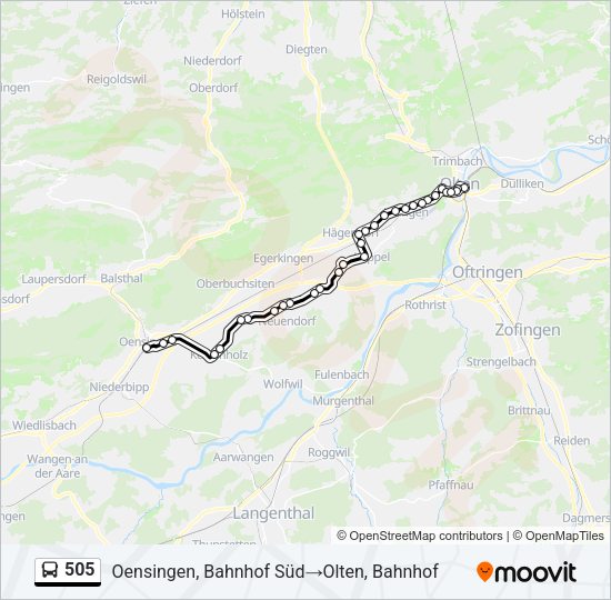 505 Bus Line Map
