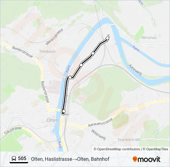 505 Bus Line Map