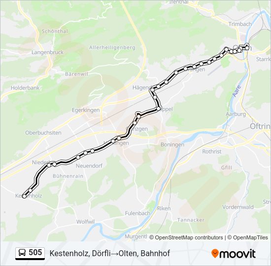 505 Bus Line Map