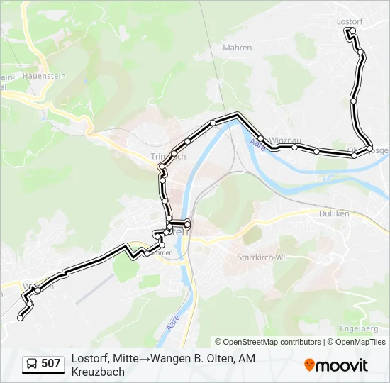 Plan de la ligne 507 de bus