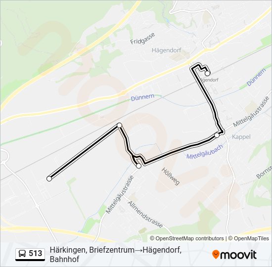 513 Bus Line Map