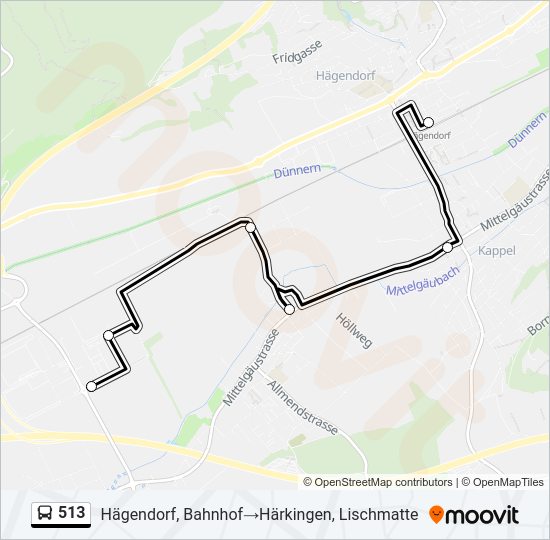 513 Bus Line Map