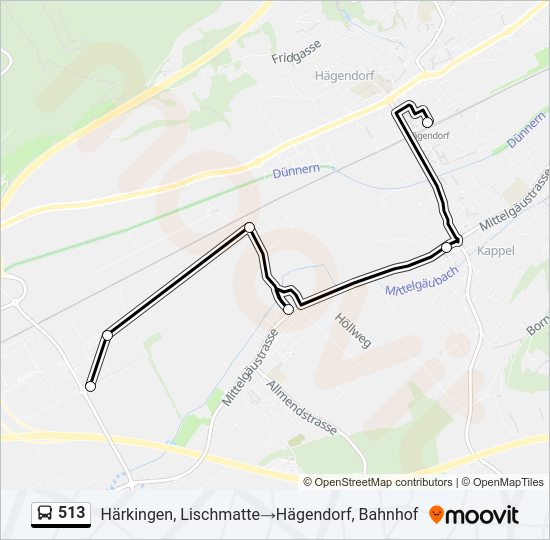 513 Bus Line Map