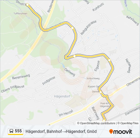 555 Bus Line Map