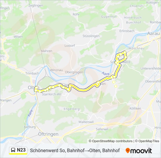 N23 Bus Line Map