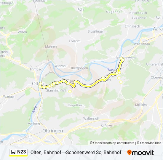 N23 Bus Line Map