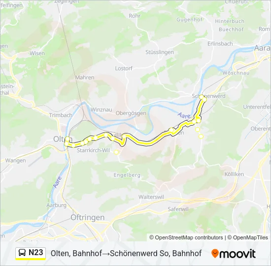 N23 Bus Line Map