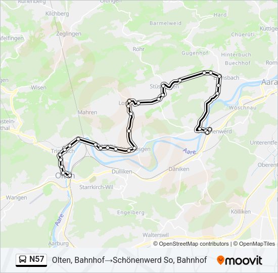 N57 Bus Line Map