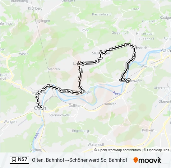 N57 Bus Line Map