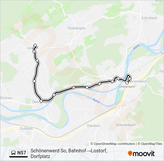N57 Bus Line Map