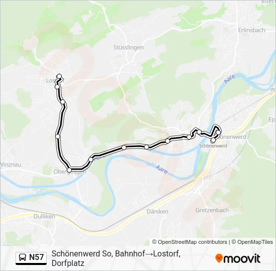 N57 Bus Line Map