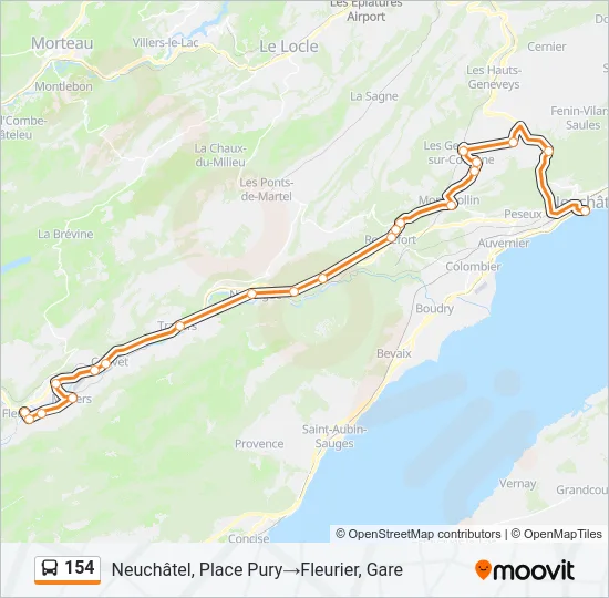 Plan de la ligne 154 de bus
