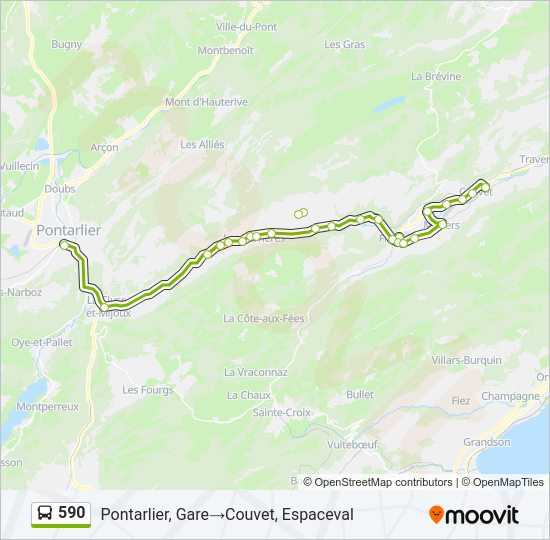 Plan de la ligne 590 de bus