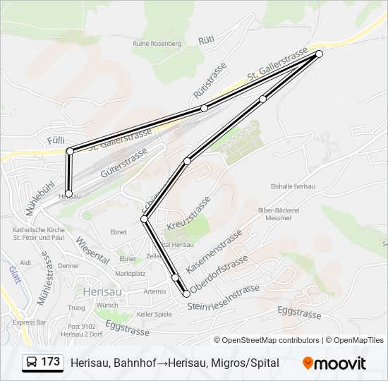 173 bus Line Map