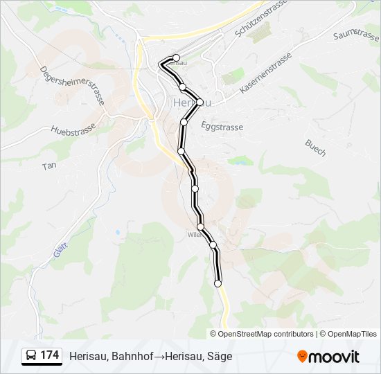 174 bus Line Map