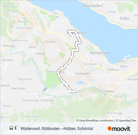 Plan de la ligne E de bus