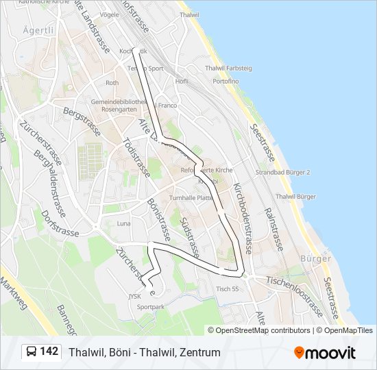 Plan de la ligne 142 de bus