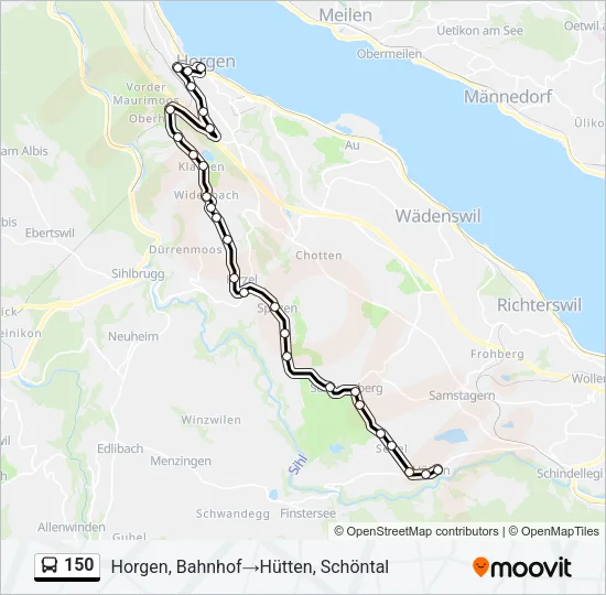 Plan de la ligne 150 de bus