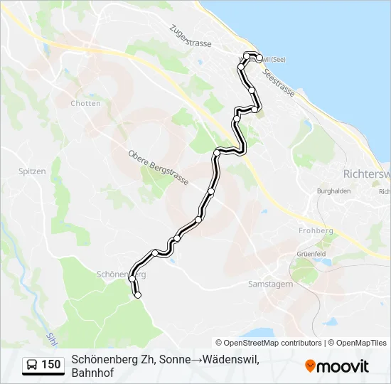 Plan de la ligne 150 de bus