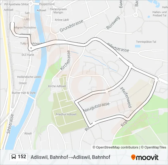 152 Bus Line Map