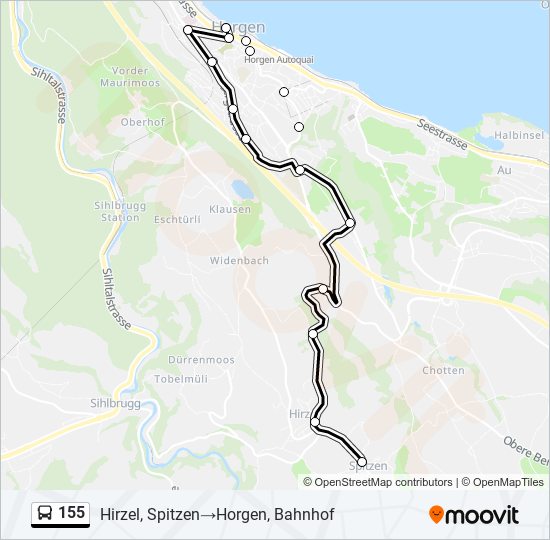 Plan de la ligne 155 de bus