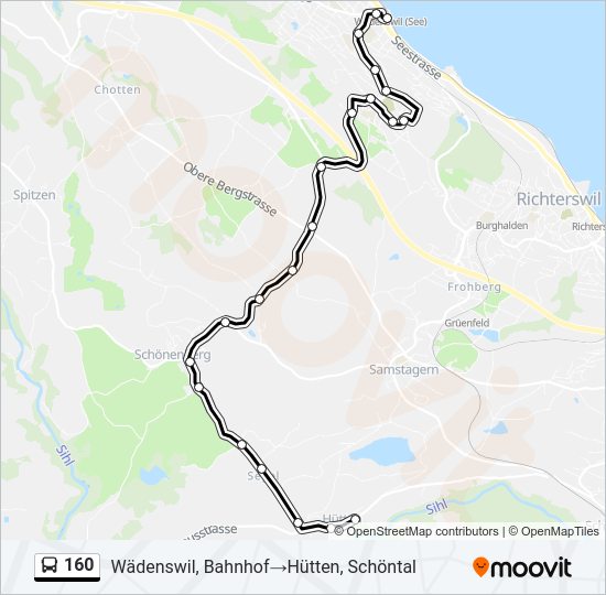 Plan de la ligne 160 de bus