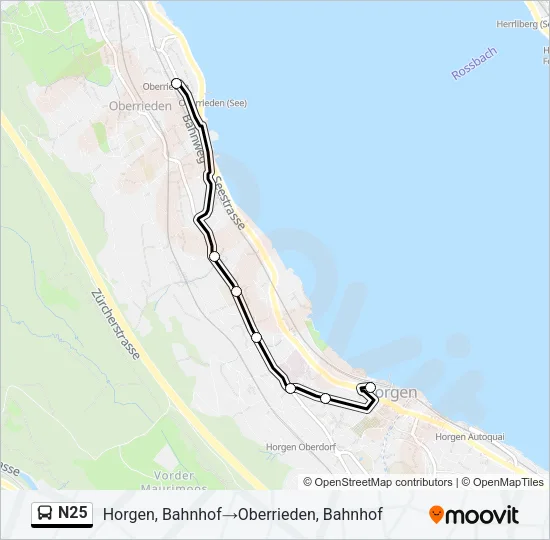 N25 Bus Line Map