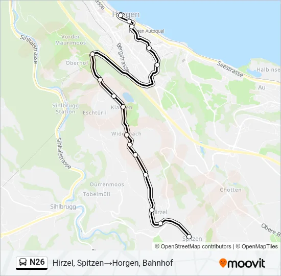 N26 Bus Line Map