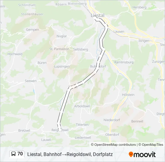 70 Bus Line Map