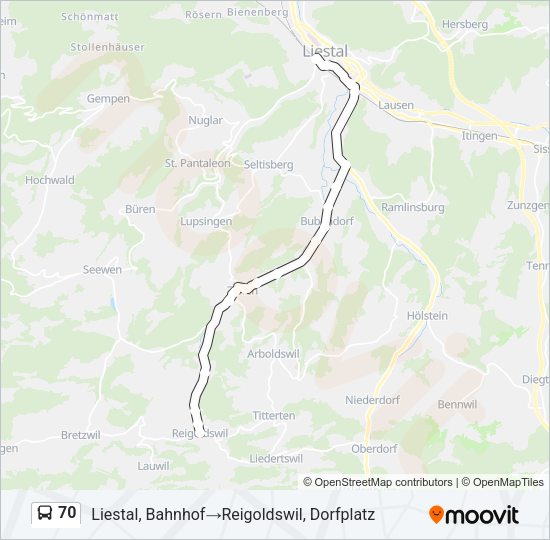 70 Bus Line Map
