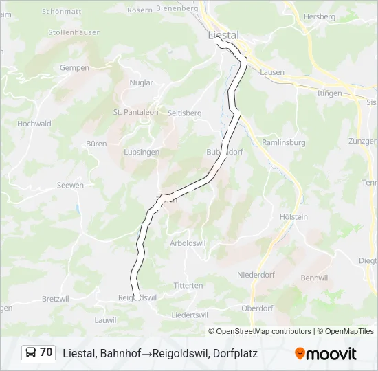 70 Bus Line Map