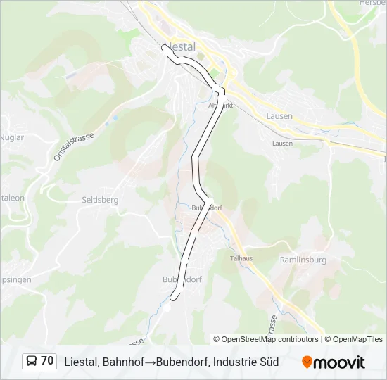 Plan de la ligne 70 de bus