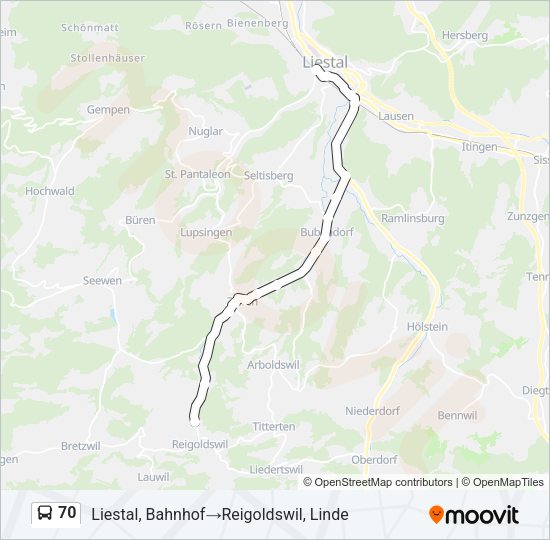 70 Bus Line Map