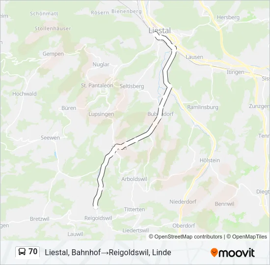 70 Bus Line Map
