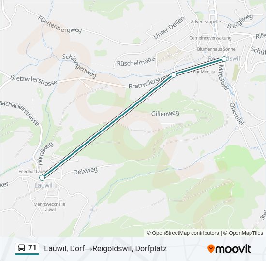 71 Bus Line Map